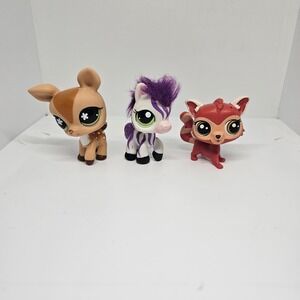 Hasbro Littlest Pet Shop Authentic LPS 634 Deer 2470 Zebra 3804 Red Panda Lot